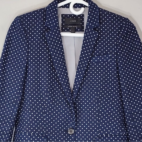 J. Crew Navy Polka Dot Linen Regent Blazer Sz. 4 - Picture 4 of 10